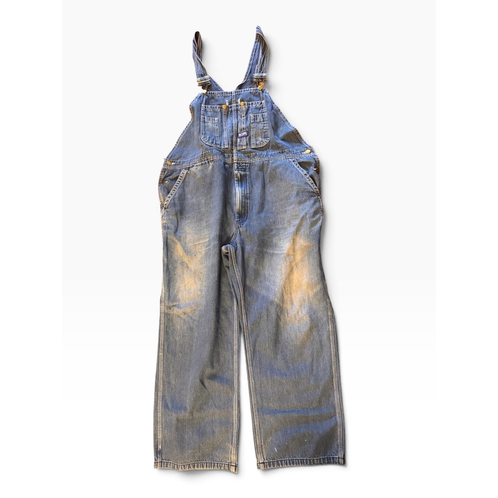 Big Smith Mens Denim Bib Overalls Medium Wash Workwear Dungarees 44x30